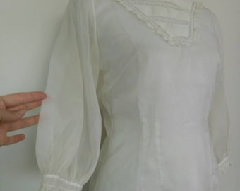 Vintage 50s/60s nylon blouse white top size S