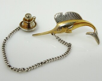 Vintage Tie Tack Pin Swank Marlin Fish