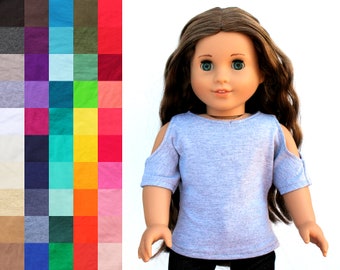 Fits like American Girl Doll Clothes - Short Sleeve Open Shoulder Top, You Choose Color | 18 Inch Doll Clothes
