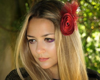 Party hair accessories, Prom feather headpiece, fascinator, Art Deco feather clip with a pearl centre- Stefania