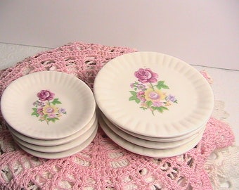 Porcelain Dishes, Small Plates and Saucers, Floral Rose Mini Plates and Saucers