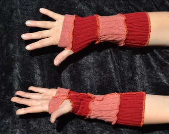 orange and red striped arm warmers