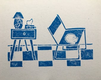 Cat in a Chair Print