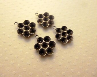 Set of 4 charms supports rhinestone bronze 17 x 14 mm