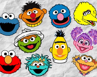10 Sesame Heads Cliparts, SVG cut files, Printable