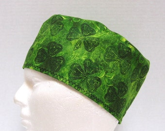 Mens St Patricks Day Scrub Hat or Skull Cap Celtic Shamrocks