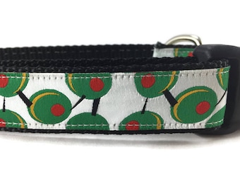 Dog Collar, Olives, 1 inch wide, adjustable, quick release, metal buckle, chain, martingale, hybrid, nylon