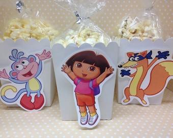Dora Party Popcorn or Favor Boxes - Set of 10