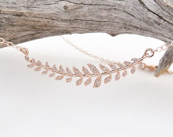 Rose Gold Laurel Leaf Necklace, Rose Gold Necklace, Laurel Leaf Necklace, Leaf Necklace, Rose Gold Jewelry, MarciaHDesigns, MHD
