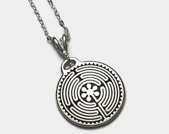 Chartres Labyrinth Necklace 18" Sterling Silver Cable Chain Tierracast Pendant