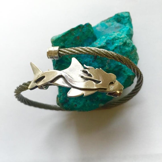 Mermaid and Shark bracelet, Ocean's Beauty and the Beast, Mermaid bracelet, Shark bracelet, Mermaid silver bracelet, Shark silver bracelet