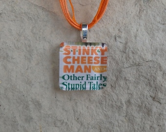 Broadway Play The Stinky Cheese Man Glass Pendant and Ribbon Necklace