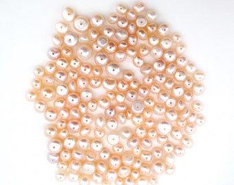 6mm cultured peach pearls- freshwater peach pearls- button bead pearls- 168 pearls - 1oz.