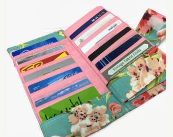 Credit Card Holder, Women's Card Wallet, Bifold Card Holder, 12 - 38 Credit Card Holder, Loyalty Card Organizer, floral Card Wallet,