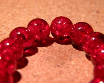50 8 mm - red - PF65 Crackle glass beads