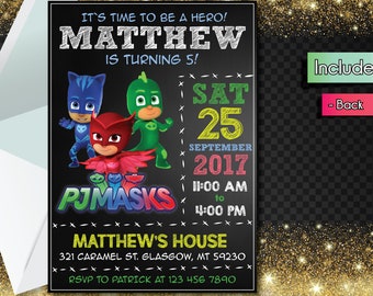 Editable PDF PJ Mask Birthday Invitation!! Downloadable PJ Mask Birthday Party Invitation!!