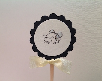 Bumblebee Bee Insect Cupcake Toppers Picks- Decorations For Mom to Bee Shower
