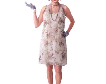 Retro Flapper Dress, Great Gatsby Dress, 1920s Dress,Roaring 20s Dress, Downton Abbey, Floral Flapper Dress,Shift Dress, Bridesmaid,Costume