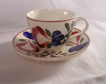 T G GREEN pottery. Vintage. Coffee cup and Saucer. T G Green & Co Ltd. OAKVILLE pattern. Church Gresley. Made in England.