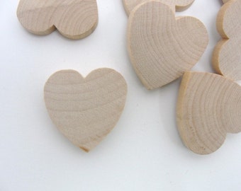 25 Wooden hearts 1 1/4 inch (1.25") wide 1/4 inch thick unfinished wood hearts diy