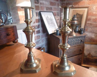 Gorgeous and Stylish Victorian Antique Brass Candlesticks