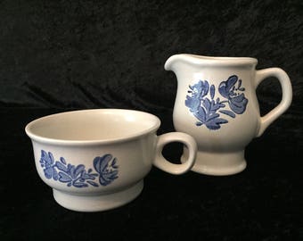 Flat Cup and Creamer by Pfaltzgraff in Yorktown Pattern