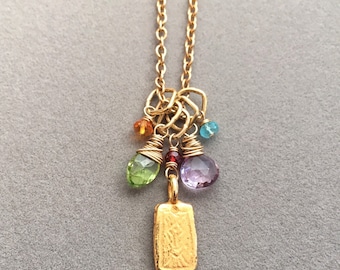 Gemstone Cluster Necklace, Birthstone Necklace, Custom necklace