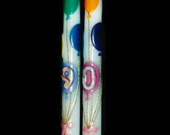 Birthday, beeswax motif taper candles (made to order)
