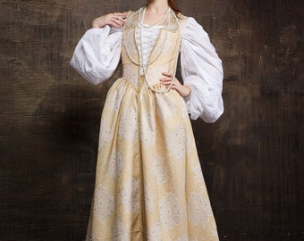 Renaissance woman costume Dress + Chemise + Petticoat, 16th century Venetian, Europe
