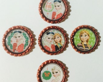 Christmas Bottle Caps, Frozen Bottle Caps, Frozen Christmas Bottle Caps