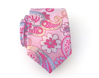 Necktie Pink Floral Paisley Mens Tie