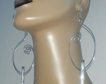 Uniquely Shaped Silver Color Wire Earrings, Large Earrings, Women's Earrings, Fashion Earrings, Big Earrings.
