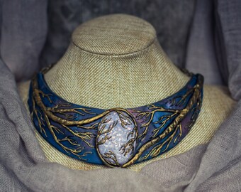Statement necklace Bib necklace bright necklace faux opal necklace polymer clay necklace