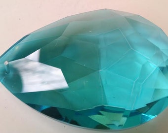 ONE Turquoise Blue Teardrop 76mm Chandelier Crystals Almond
