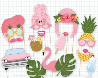 Flamingo Photo Booth Props, Pink Photobooth Props, Flamingo Party, Pink Tropical Theme, Flamingle Party, Birthday Party, Wedding Photo Booth