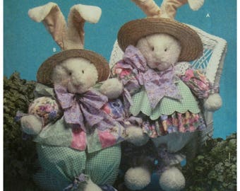 Fat Stuffed Bunnies Pattern, Girl and Boy Clothes, Plush Fabric, Simplicity No. 7020 UNCUT Size 32" (81.5 cm) Tall