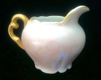 Gilt edged creamer pale dusty rose, vintage