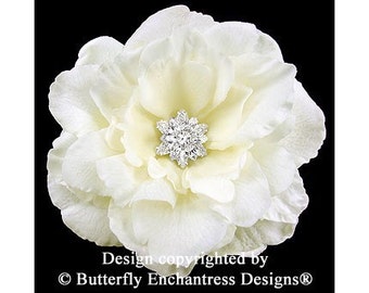 Starfire Rhinestone Ivory Audrina Bridal Hair Flower Clip