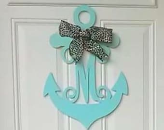 SALE!! New Anchor w/ interlocking Vine Font Letter choose the letter & size) unfinished thin 1/8 birch wood great for wreath or door hanger