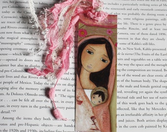 Madonna in Pink - Laminated Bookmark Handmade - Original Art by FLOR LARIOS