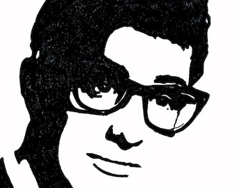 Buddy Holly hand-drawn drawing / painting