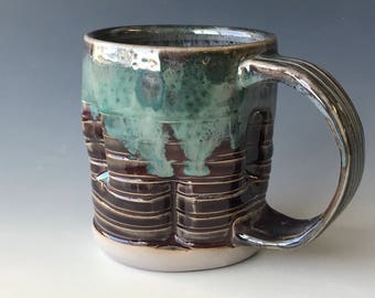 LargeCoffee Mug purple green 16oz