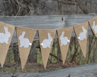 Bunny Banner .. Burlap Banner .. Easter Banner .. Easter Decoration