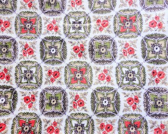 lot of of five 1950s retro print vintage cotton curtain panels