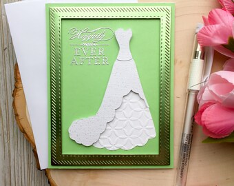 Bridal Shower Card, Handmade Bridal Shower Card, Handmade Bridal Shower Card, Wedding Shower Card, Bridal Shower, Wedding Dress Card, Green