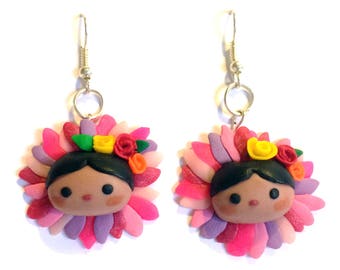 Pink leaves Mexicanitas earrings.