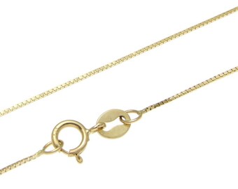 New 10 K Solid Gold Italy Box Chain Necklace 0.6 mm