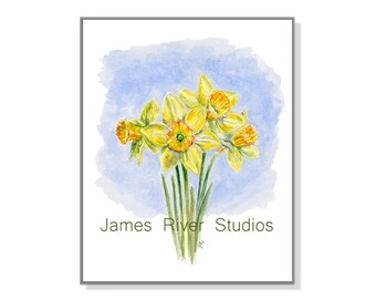 Daffodil Painting Daffodil Print Daffodil Art Daffodil Watercolor Daffodils Wall Decor Yellow Daffodils Daffodil Poster Daffodil Wall Art.