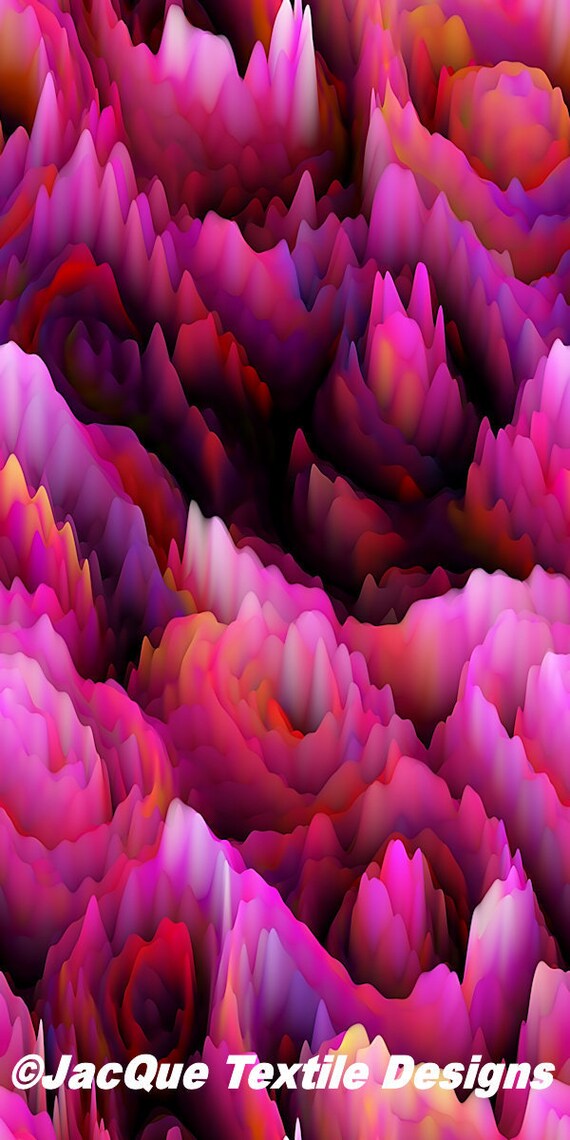 Pink Fushia Purple Textile Artist Created Lycra Knit Fabric By The Yard Athletic Apparel Swim Suit