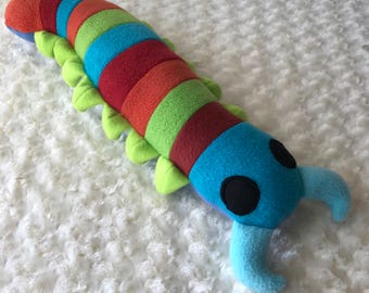 Striped Centipede Plush, Centipede Toy, Plush Bug, Plush Insect, Centipede Stuffie, Polka Dot Centipede